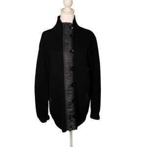 W by Worth Small Black Textured Heavy Knit Zip/Button Front Wool Sweater Jacket